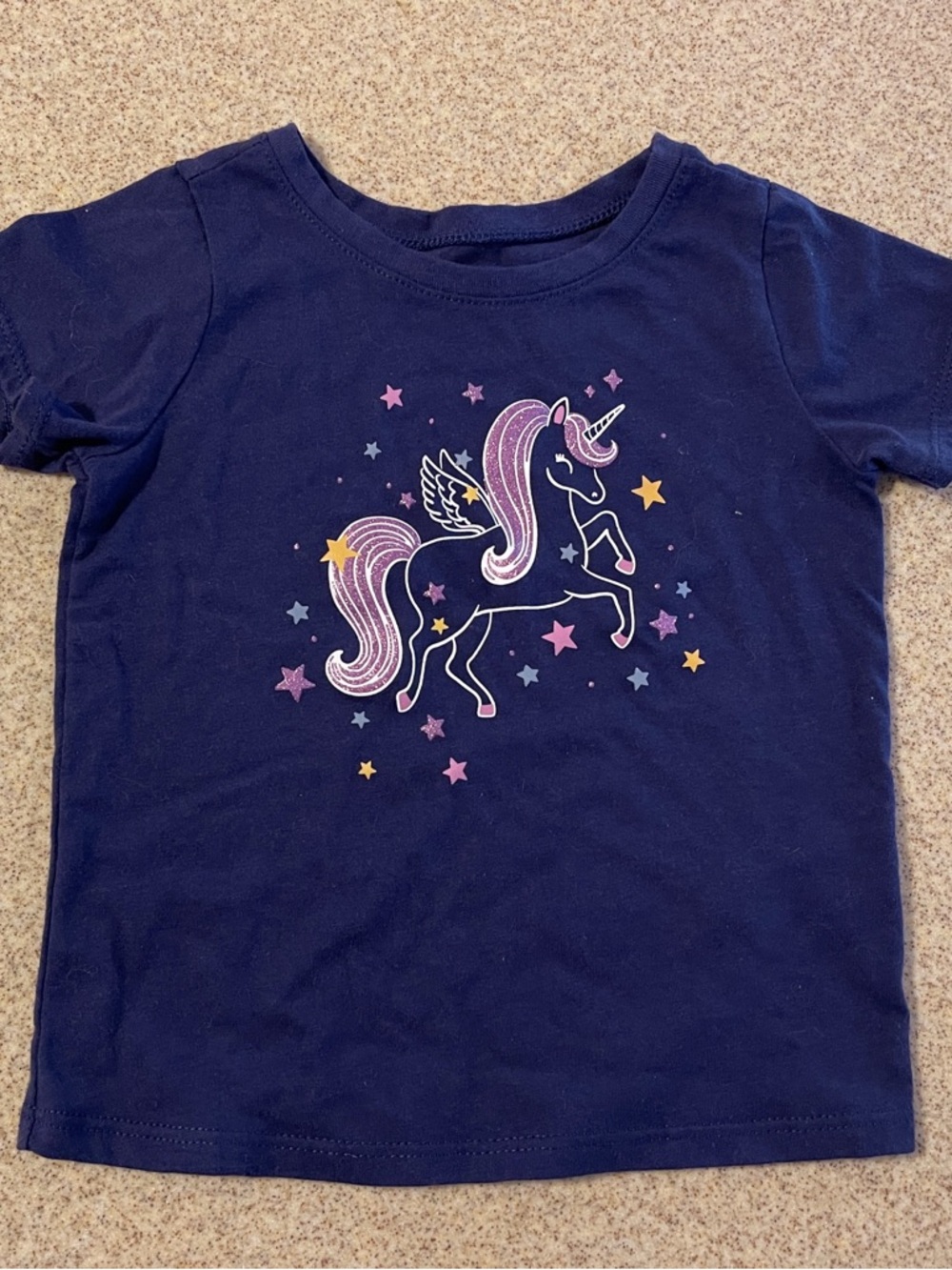 Garanimals Navy Unicorn Tee with Pink & Purple Mane